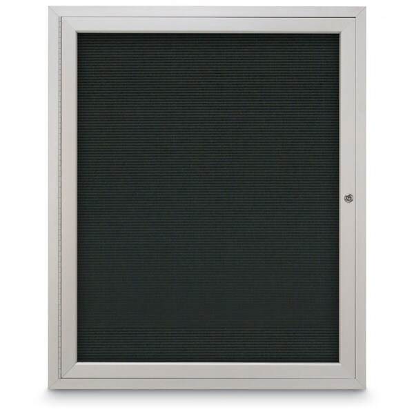 60"x36" 2-Door Enclosed Outdoor Letterboard, Hdr, Black Felt/Satin